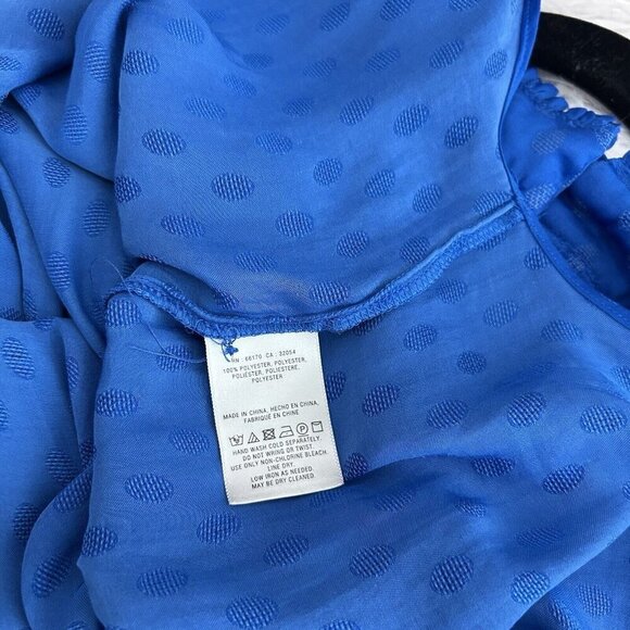 Anthropologie Maeve Royal Blue Clovis Pleated Dot Top Sleeveless Blouse Size 0 - Picture 10 of 12